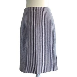 J Crew Skirt Blue White The Pencil Skirt Seersucker Lined Pinstriped Size 0